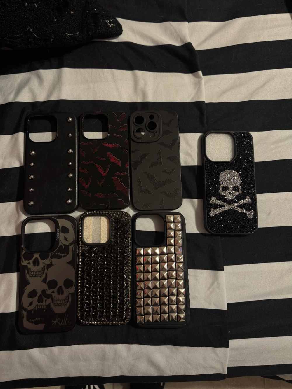 Black Skull & Stud iPhone Case Collection - Black